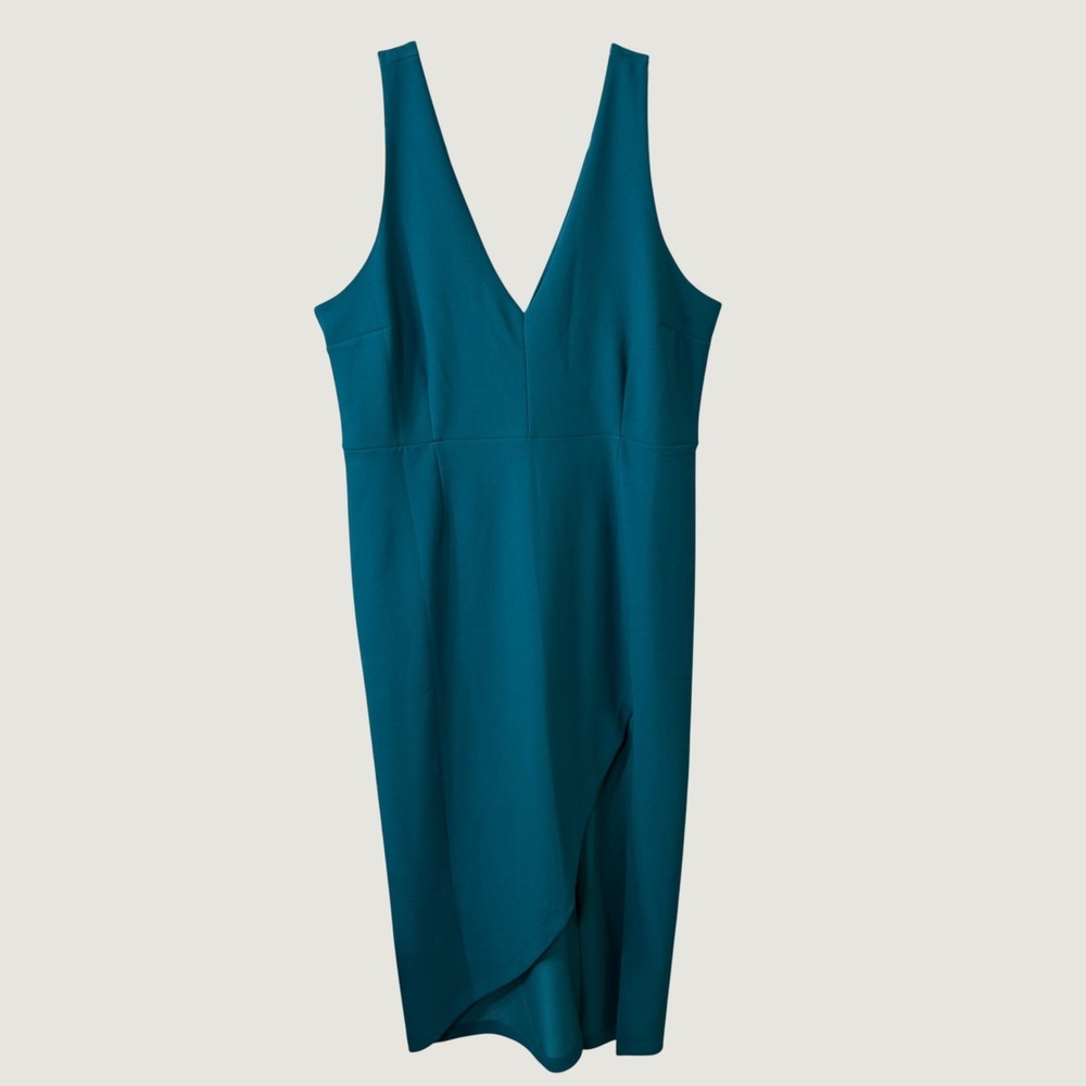 Abercrombie & Fitch XL Teal Blue Maxi Dress Timeless Minimalist Asymmetrical Hem